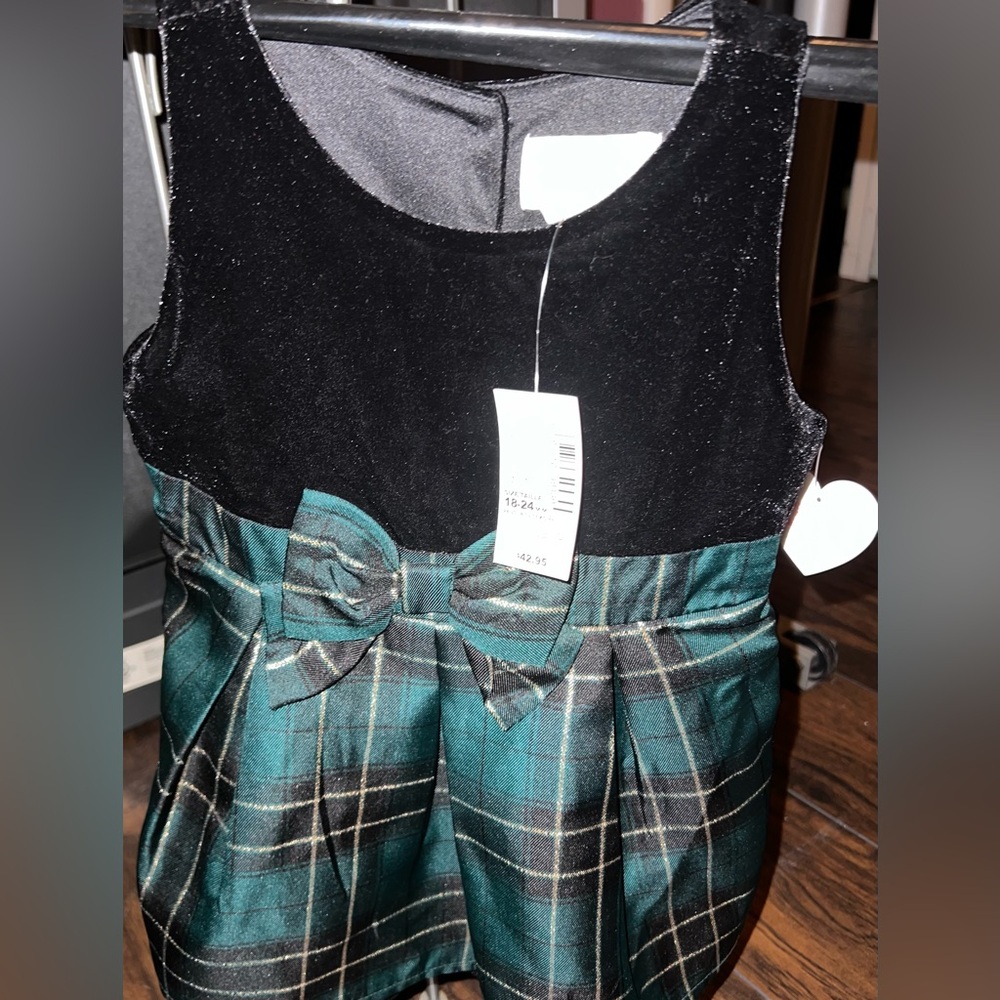 The Children's Place Black and Green Plaid Formal Dress